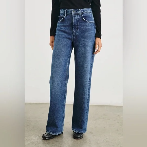 Rails The Getty Wide Leg Denim Jeans in Moonlit Ocean Blue Dark Wash Size 28. - Picture 15 of 16